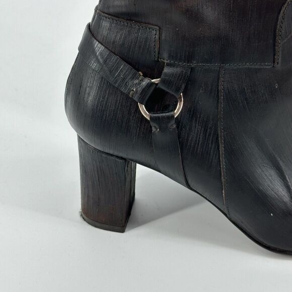 John Varvatos Block Heels Harness Boots F3013204 Sz 9.5 Moto Hand Made In Italy - Picture 5 of 10